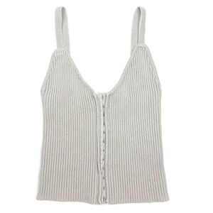 NEW Zara 90s Ribbed Knit Corset Cropped Tank Top Taupe Gray Clean Girl Small y2k